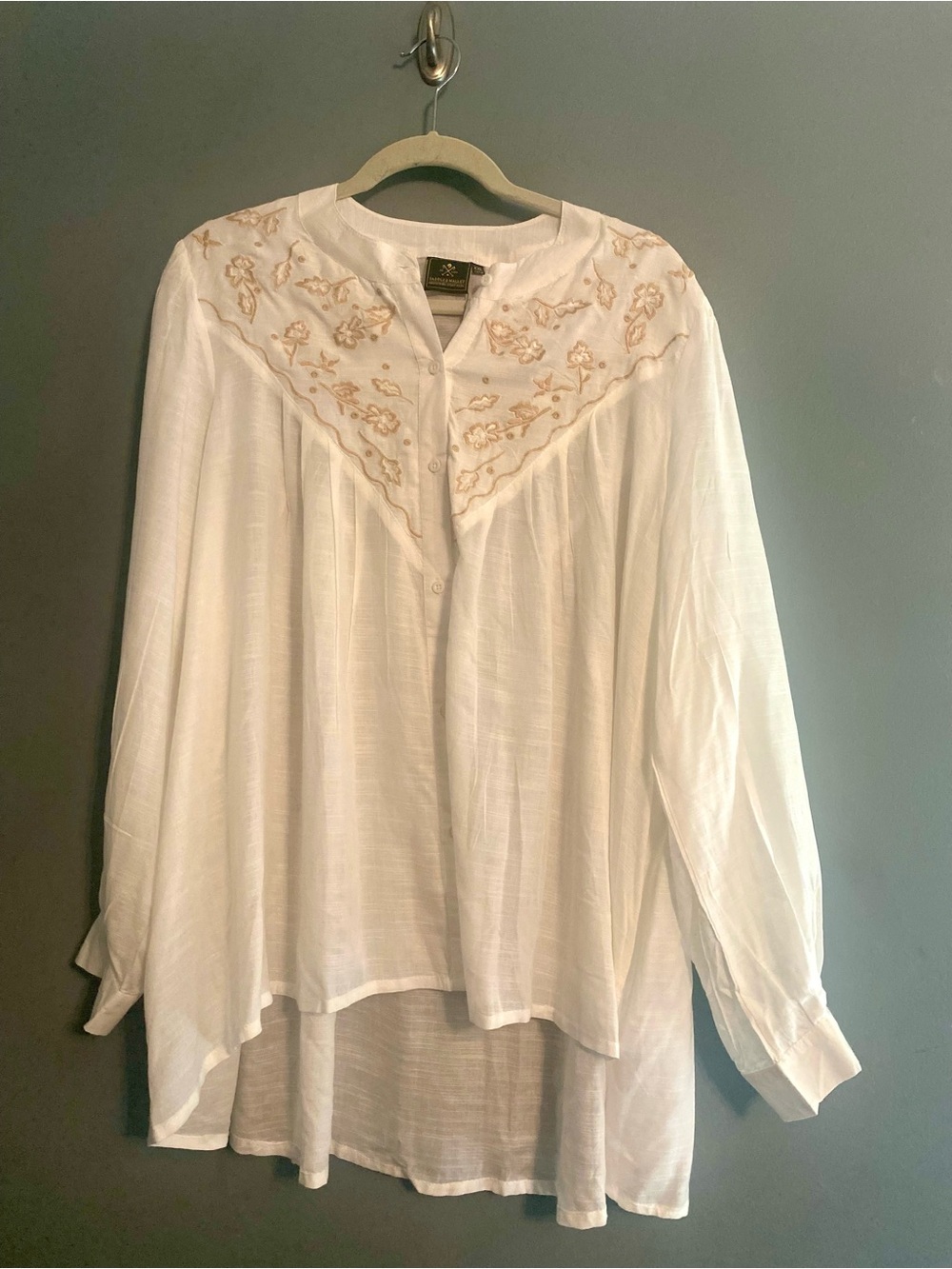 NWT Saddle & Mallet White Linen Look Embroidered Resort Festival Tunic XXL